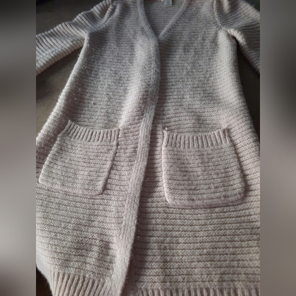 Max Studio Open Front Long Oversized Cardigan Sweater Beige Soft Size Small - Picture 12 of 12